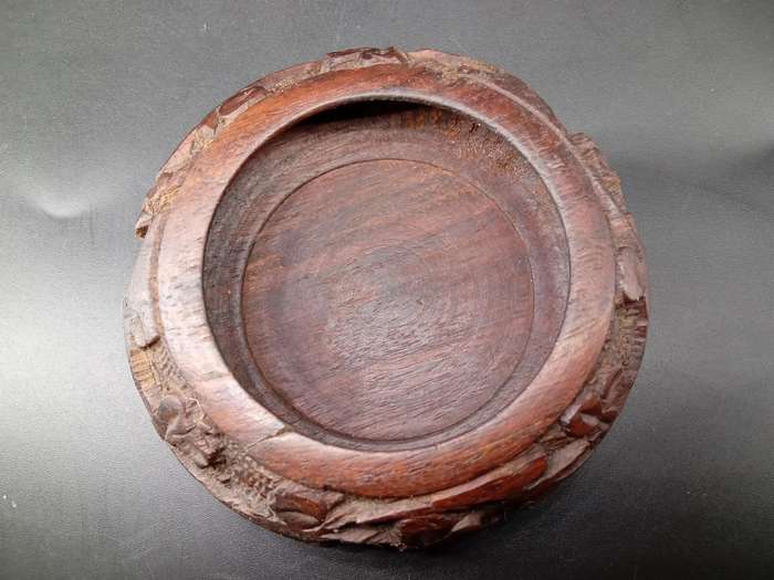 Vintage! Indian - Hand Carved - Wooden - Floral design - Small - Trinket Bowl