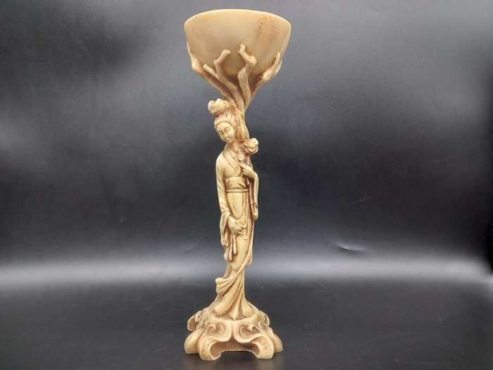 Vintage! Oriental - Geisha Girl - Figural Candle Holder (Repaired)