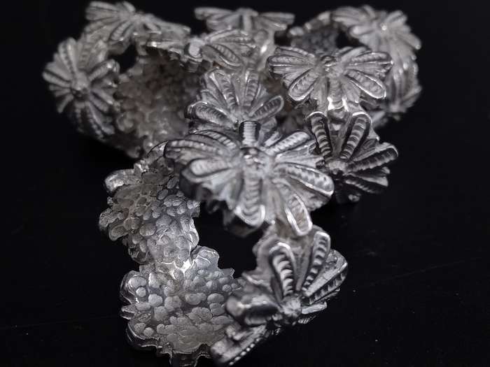Vintage! Metal Alloy Tea Serviette Rings Set Of 6