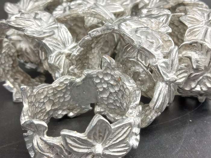 Vintage! Metal Alloy Napkin Rings Set Of 11