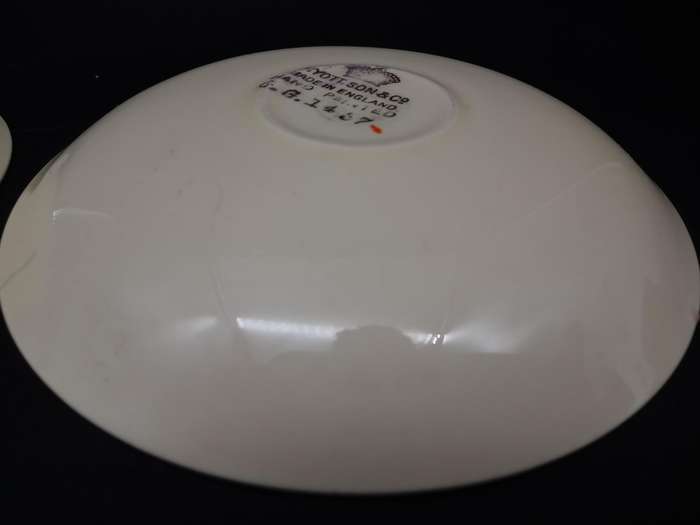 Vintage!  England - Myott Son & Co - Hand Painted - Floral - Pair of small saucers