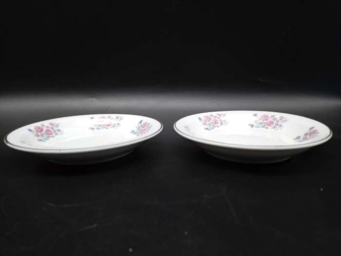 Vintage! China - Floral Rose - Pair of Saucers / Pin Dishes / Trinket Plates