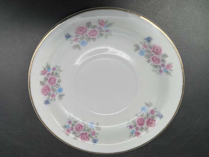 Vintage! China - Floral Rose - Pair of Saucers / Pin Dishes / Trinket Plates