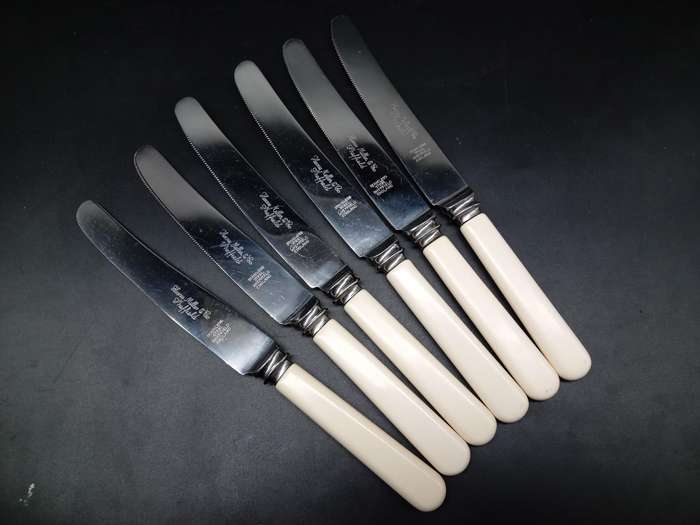 Vintage! England - Harris Miller & Co. - Ivorine  - Set of 6 - Table Knives
