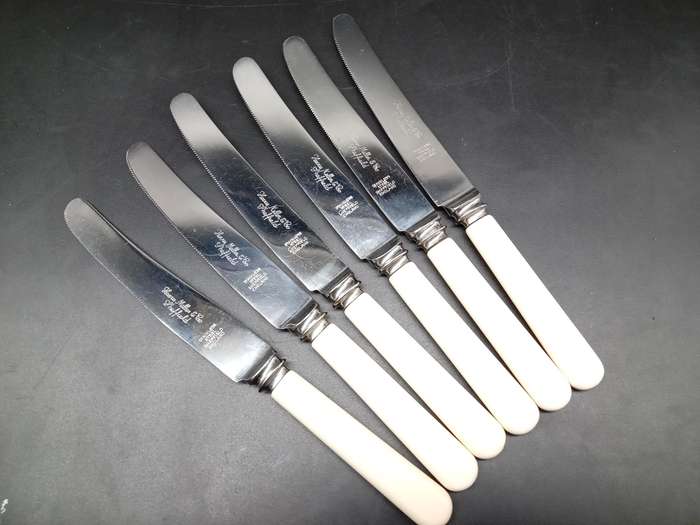 Vintage! England - Harris Miller & Co. - Ivorine  - Set of 6 - Table Knives