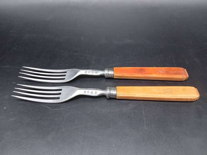 Antique! Scotland - TS&S  - Bone Handle  - Set of 2 Forks
