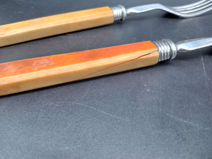 Antique! Scotland - TS&S  - Bone Handle  - Set of 2 Forks