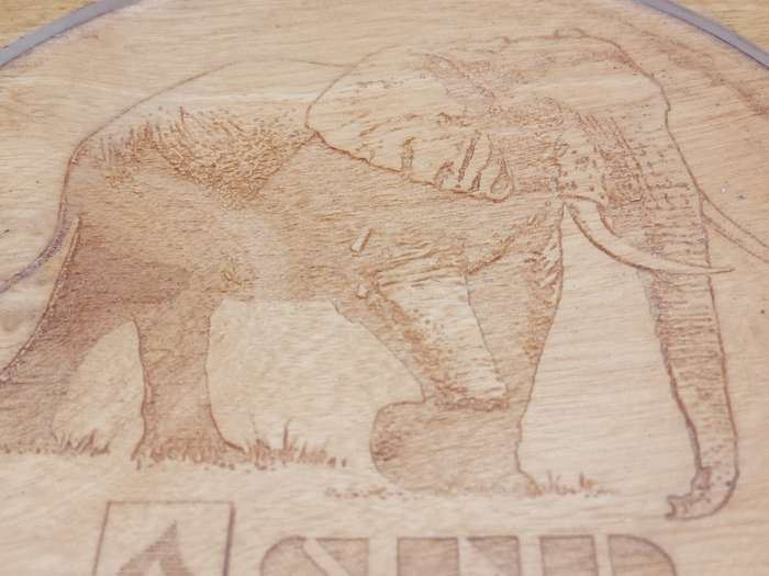 Vintage! Wooden Hexagon Coaster With Plastic Inlay On Carved Elephant