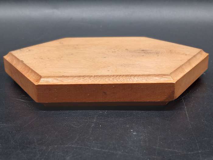 Vintage! Wooden Hexagon Coaster With Plastic Inlay On Carved Elephant