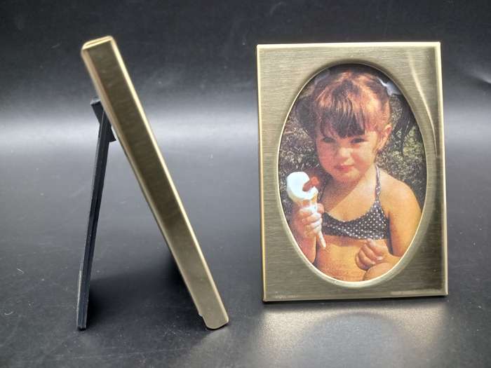Vintage! Pair Of Golden/Brass Metal Alloy Miniature Photo Frames