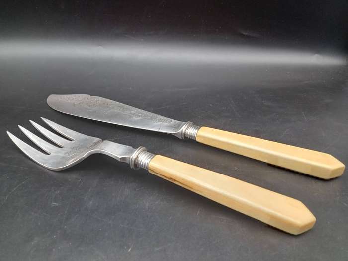 Antique! England - Mappin & Webb  - c1887 - Ivory Handle  - Carving Knive and Fork Set