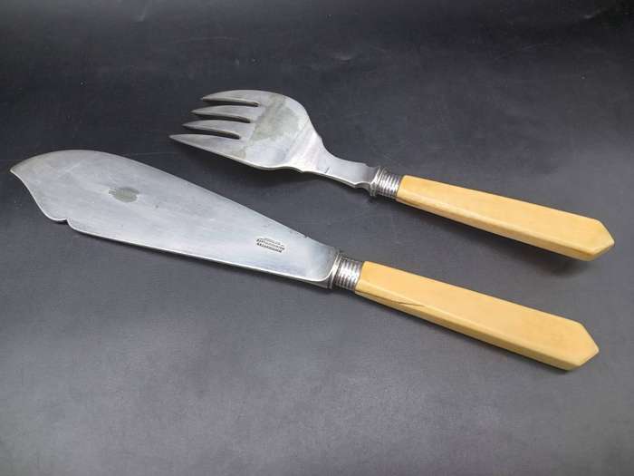 Antique! England - Mappin & Webb  - c1887 - Ivory Handle  - Carving Knive and Fork Set