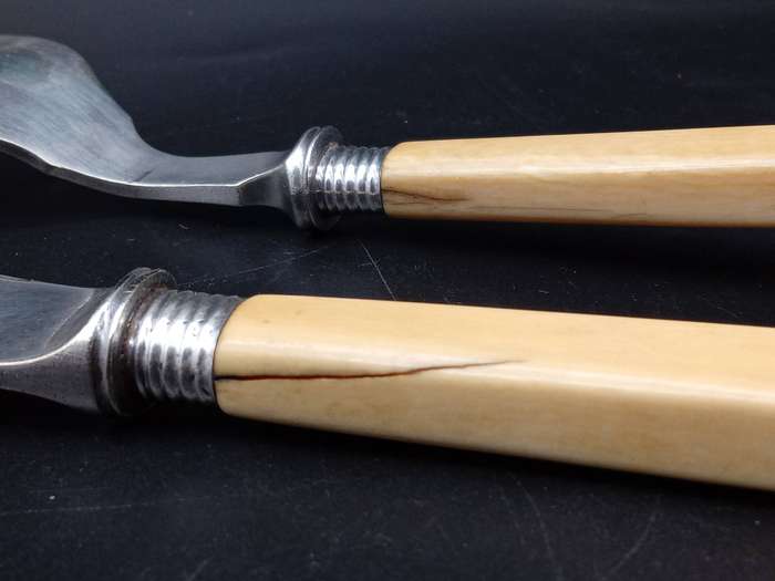 Antique! England - Mappin & Webb  - c1887 - Ivory Handle  - Carving Knive and Fork Set