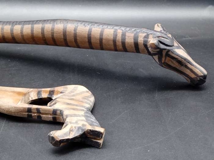 Vintage! Wood - African Themed - Salad Servers