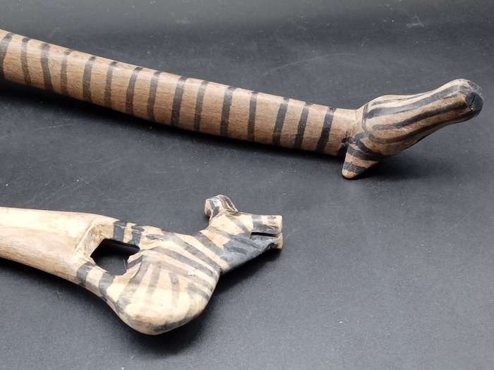 Vintage! Wood - African Themed - Salad Servers