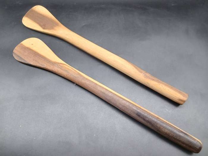 Vintage! Wooden Hand Carved Spatula Spoons / Salad Set