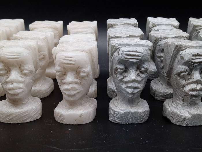 Vintage! - Africana - Rhodesian/Zimbabwean - Carved Soap Stone - Chess Set.
