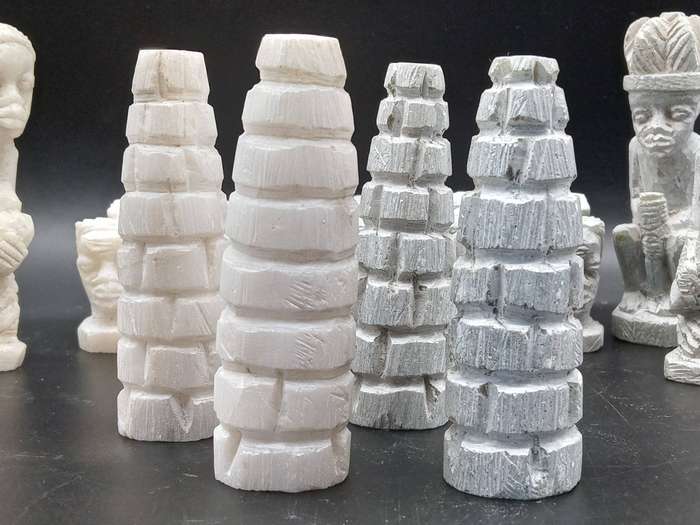 Vintage! - Africana - Rhodesian/Zimbabwean - Carved Soap Stone - Chess Set.