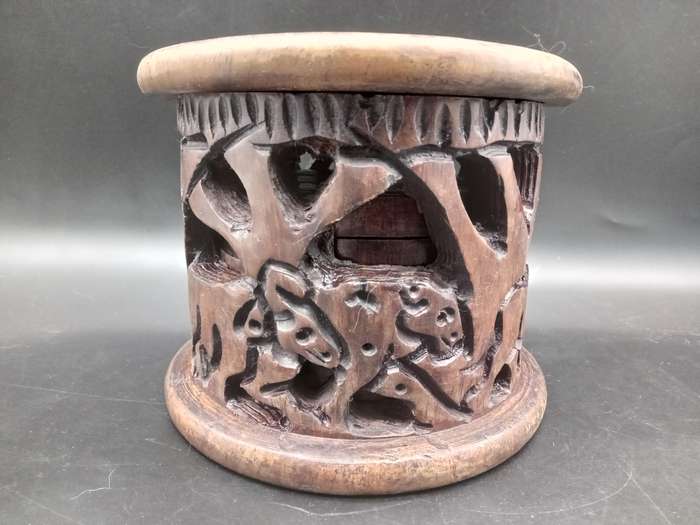 Africana ! Solid Wood - Hand Carved - Coasters In Carved Holder