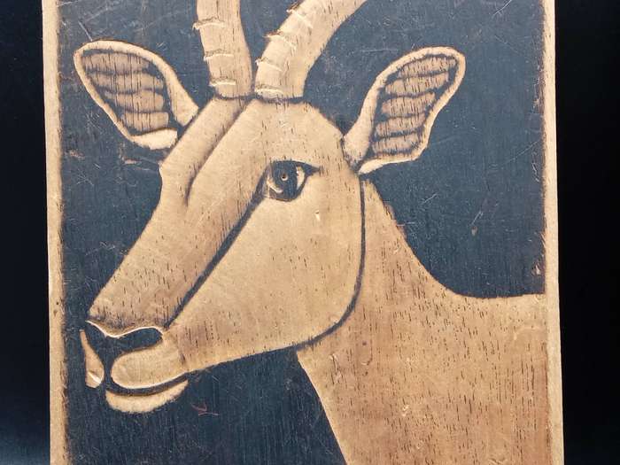 Vintage ! Africana - Burned Wood Art - Impala and Springbok