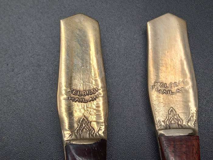 Vintage! - Thai - Bronze - Teak Wooden Handle - 18 Pc Set of Tea Spoons and Cake Forks
