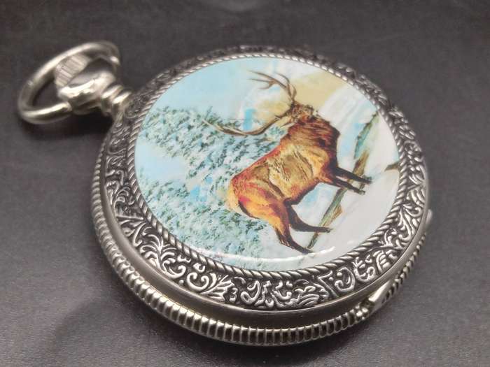 Vintage ! American - Remington - Hunting Scene - Pocket Watch