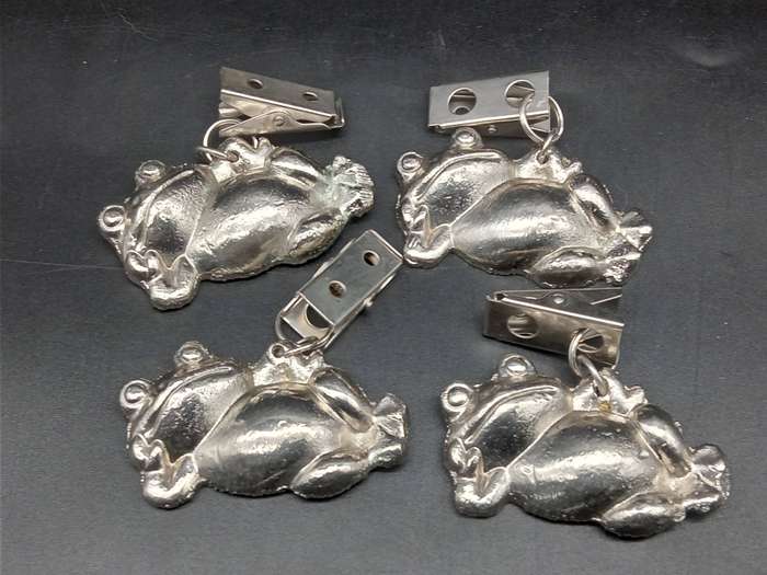Cast Metal - Set of 4 - Heavy Tablecloth Weights - Frogs