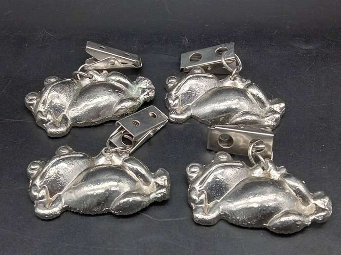 Cast Metal - Set of 4 - Heavy Tablecloth Weights - Frogs