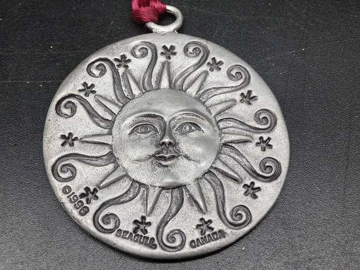 Vintage! Pewter - Sunshine & Flowers - Lot of 2 Pendants