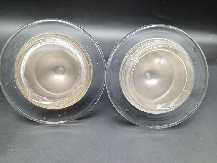 Vintage! Pair Of Mini Glass Butter Dishes With Metal Domed Lids