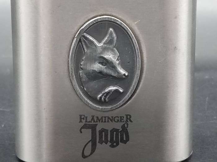 Flaminger Jagd - 1oz. - Stainless Steel -Mini Flask Keychain - Fox Emblem