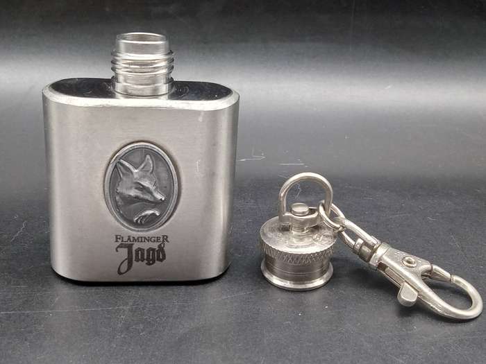 Flaminger Jagd - 1oz. - Stainless Steel -Mini Flask Keychain - Fox Emblem