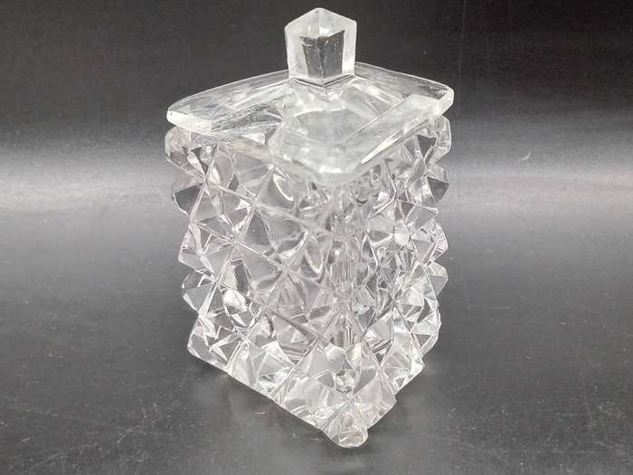 Vintage! Cut Glass -Lidded - Mustard Pot