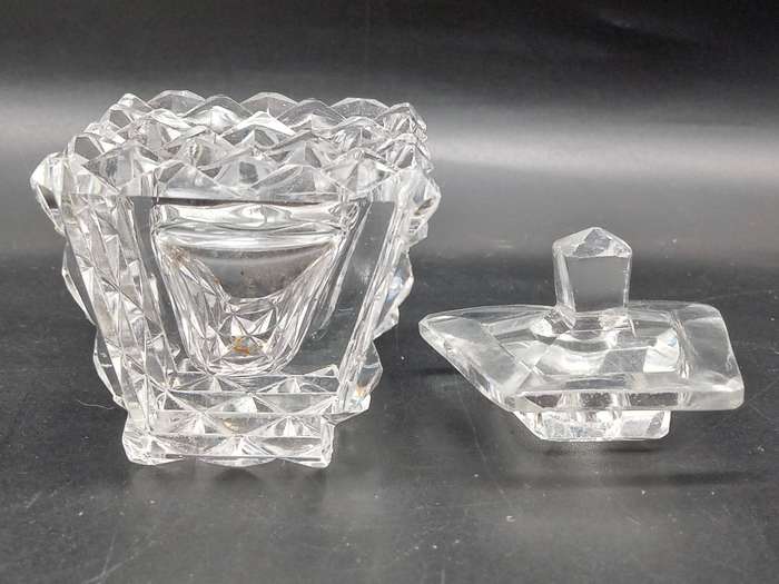 Vintage! Cut Glass -Lidded - Mustard Pot