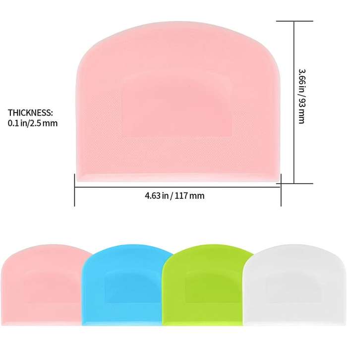5 Pcs Dough Scraper, Plastic Bowl Scraper, Bench Cutter Scraper, Multipurpose Bread Dough Scraper