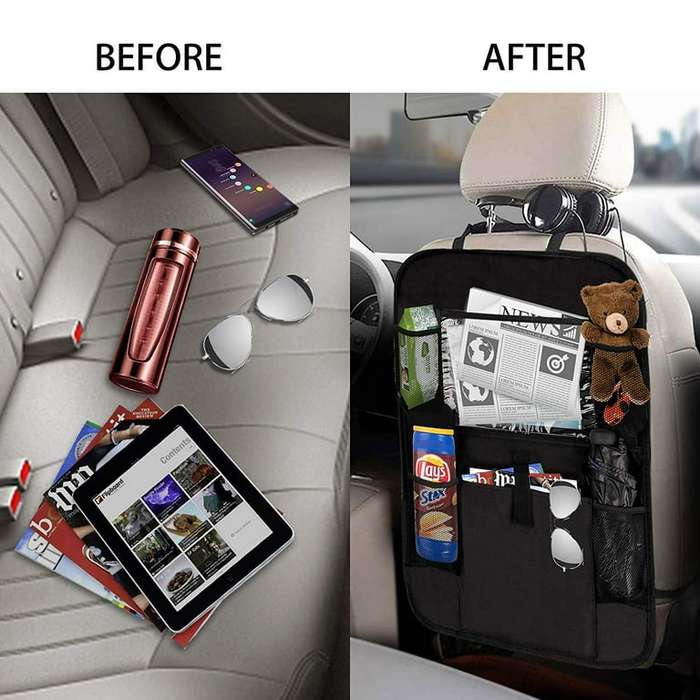 Car Backseat Organizer with 10 inch Clear Tablet Holder Waterproof Car Seat Back Protector