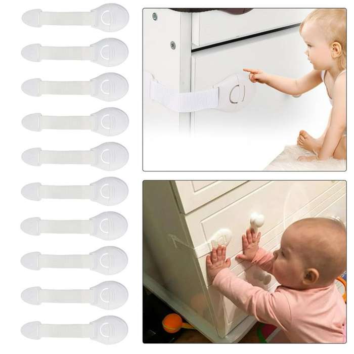 10Pcs Adjustable Baby Safety Locks Straps Latches for Kids Proofing Cabinets