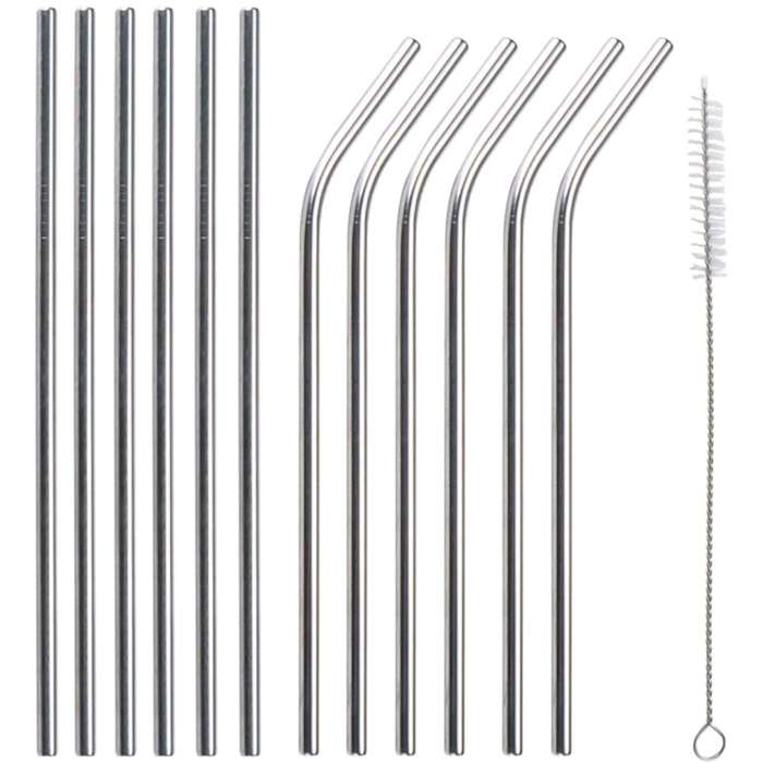Reusable Stainless Steel Straws,12 Pack 8.46" Ultra Long Reusable Metal Drinking Straws