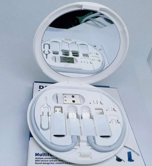 Multi-in-One 60W Fast Charging Type-C Data Cable Storage Box with Mirror  Android & USB Compatible