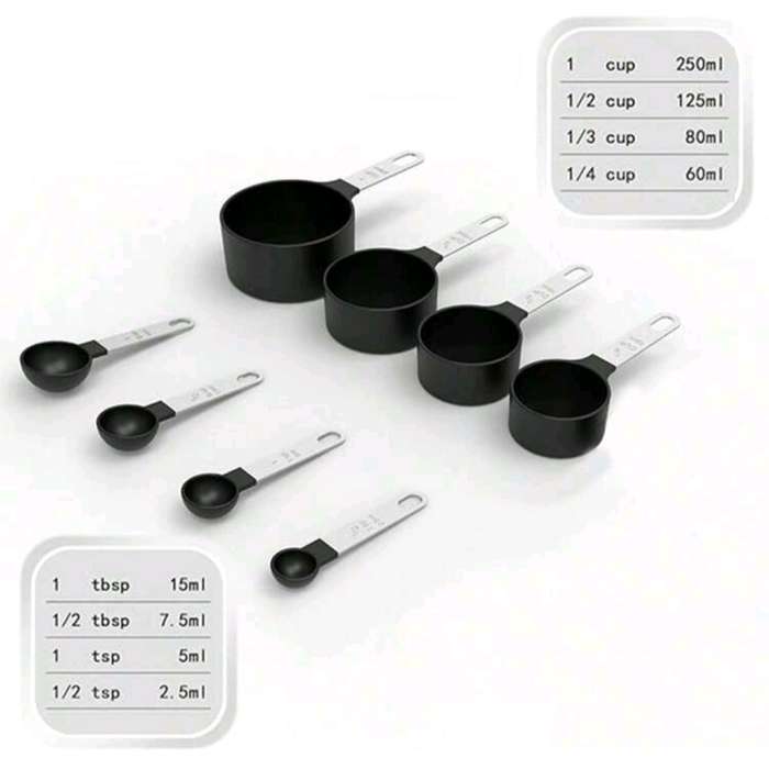 8PCS Measuring Cups and Spoons Set, Stainless Steel Handle Stackable Measuring Spoon Set