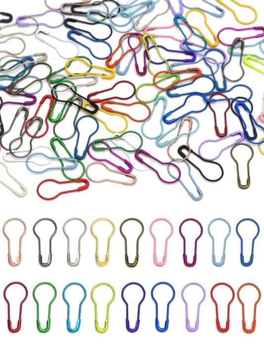 100pcs Mix Colors Metal Safety Pins Knitting Stitch Markers Gourd Shape Clips