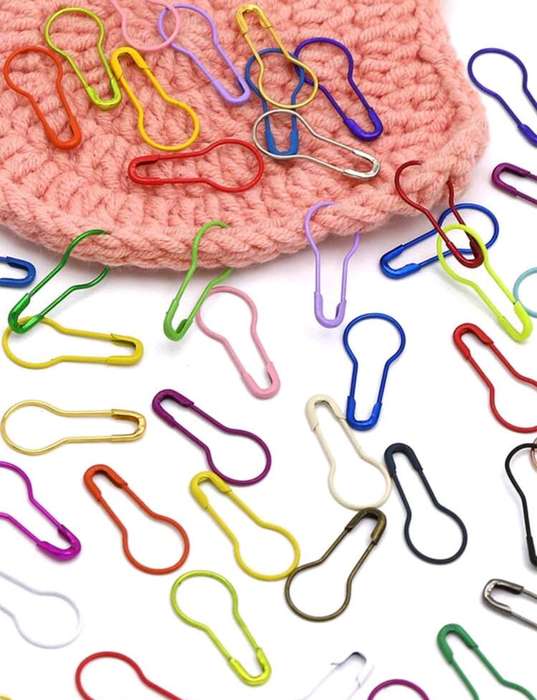 100pcs Mix Colors Metal Safety Pins Knitting Stitch Markers Gourd Shape Clips