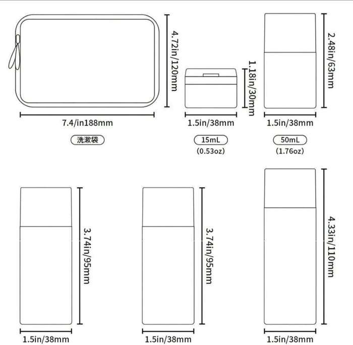 5Pcs Travel Bottles for Toiletries, Leak Proof Travel Size Toiletries, Travel Shampoo & Cond