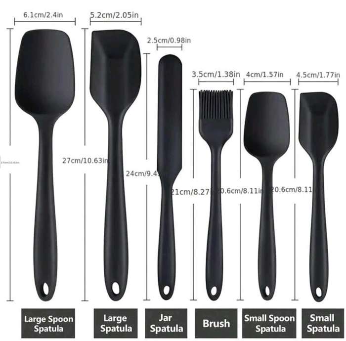 Lychico Silicone Set (6 Piece), Food Grade Rubber Spatulas for Baking, Cooking, and Mixing High Heat