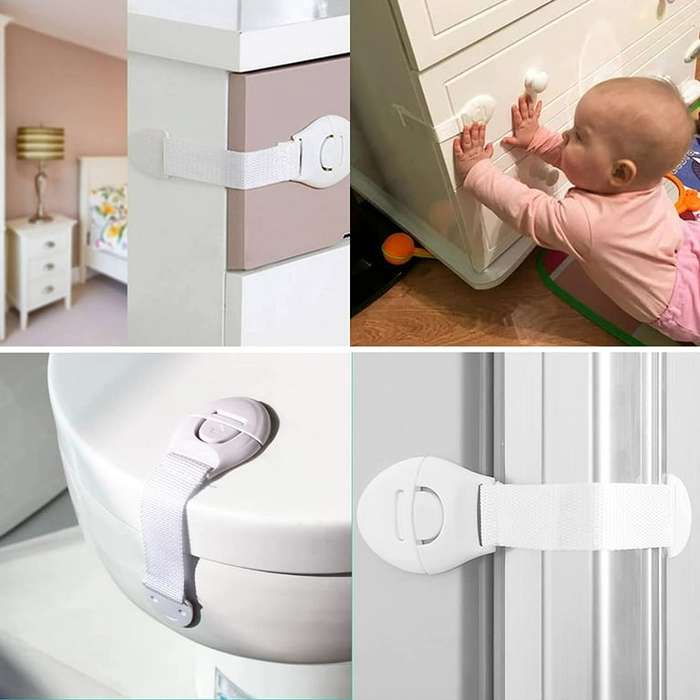10Pcs Adjustable Baby Safety Locks Straps Latches for Kids Proofing Cabinets