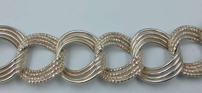Sterling Silver Triple Circle Link Chain Necklace