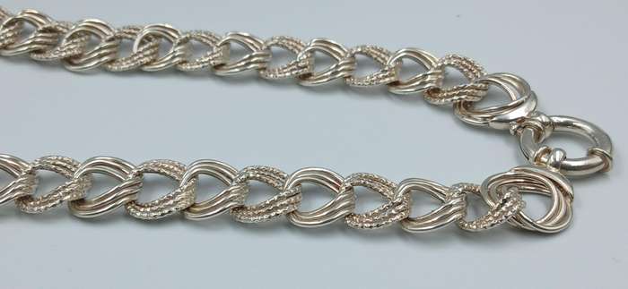 Sterling Silver Triple Circle Link Chain Necklace