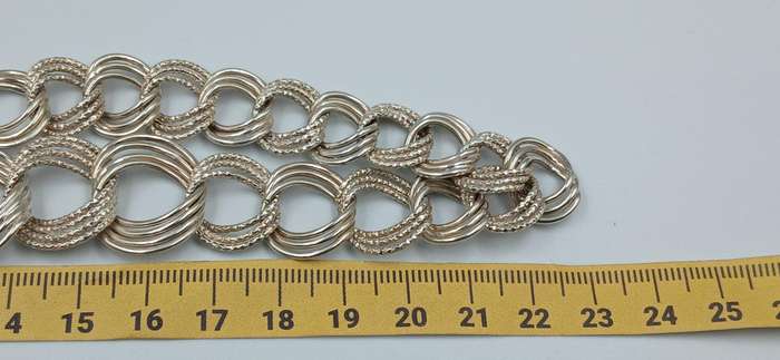 Sterling Silver Triple Circle Link Chain Necklace