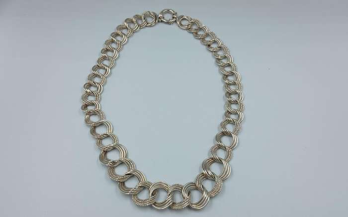 Sterling Silver Triple Circle Link Chain Necklace