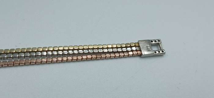 Three Tones Sterling Silver Tennis Bracelet